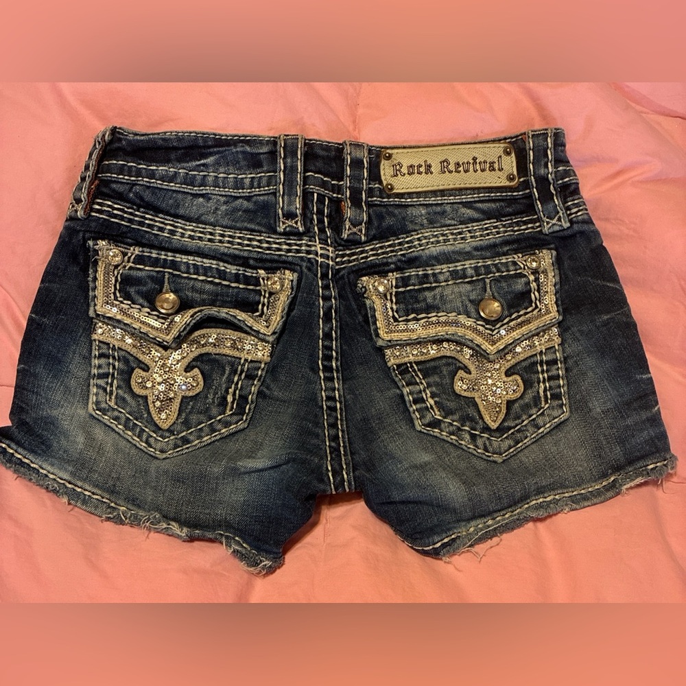Rock Revival Kai ‘Bling’ Denim Shorts - Size 25
